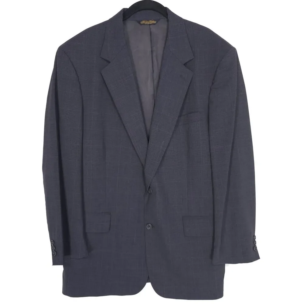 BROOKS BROTHERS 100% Wool‎ Blazer Sport Coat Navy Check Men’s 42R USA MADE ACTWU